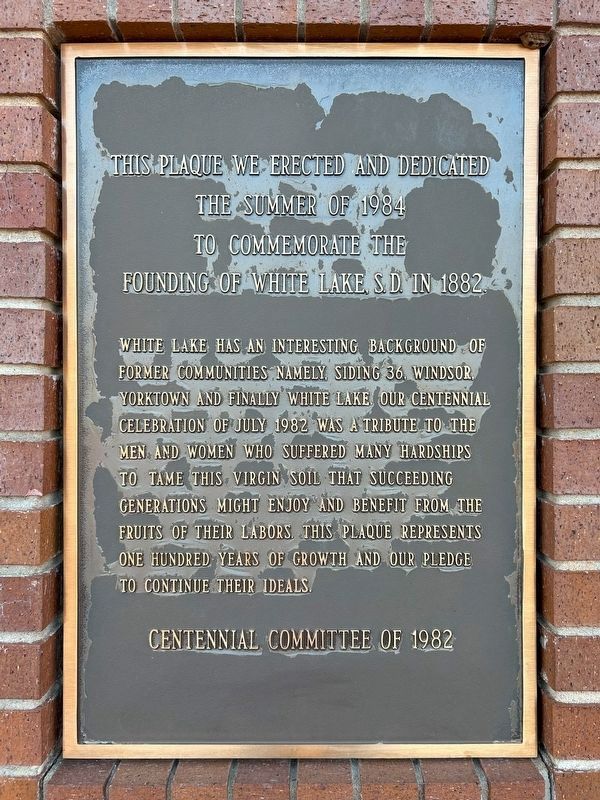 White Lake Centennial Plaque. Click for full size. White Lake Centennial Plaque image. Click for full size.