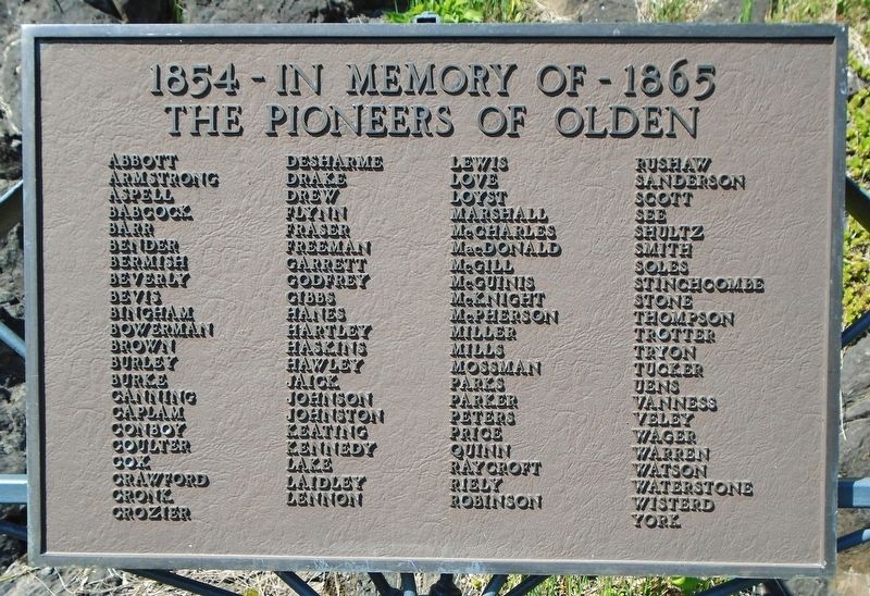 The Pioneers of Olden Marker. Click for full size. The Pioneers of Olden Marker image. Click for full size.