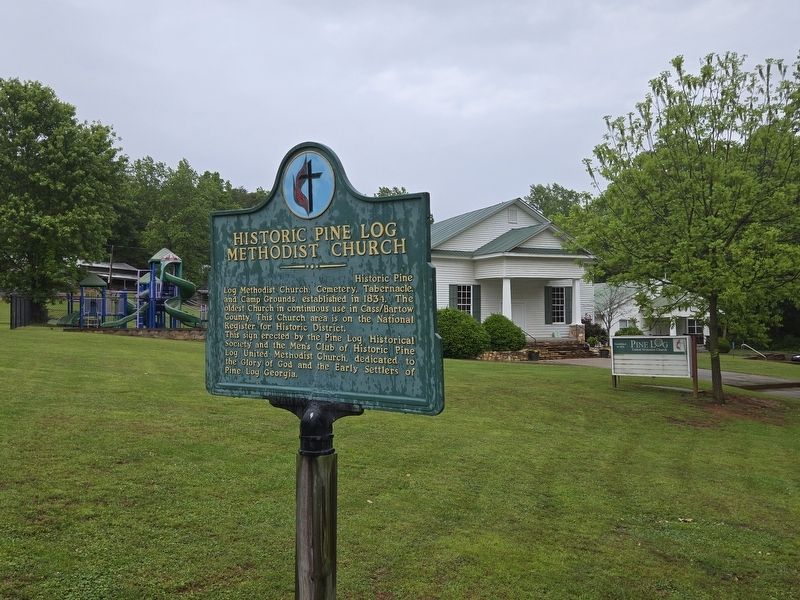 Historic Pine Log Church Marker in front of Pine Log United Methodist Church. Click for full size. Historic Pine Log Church Marker in front of Pine Log United Methodist Church image. Click for full size.