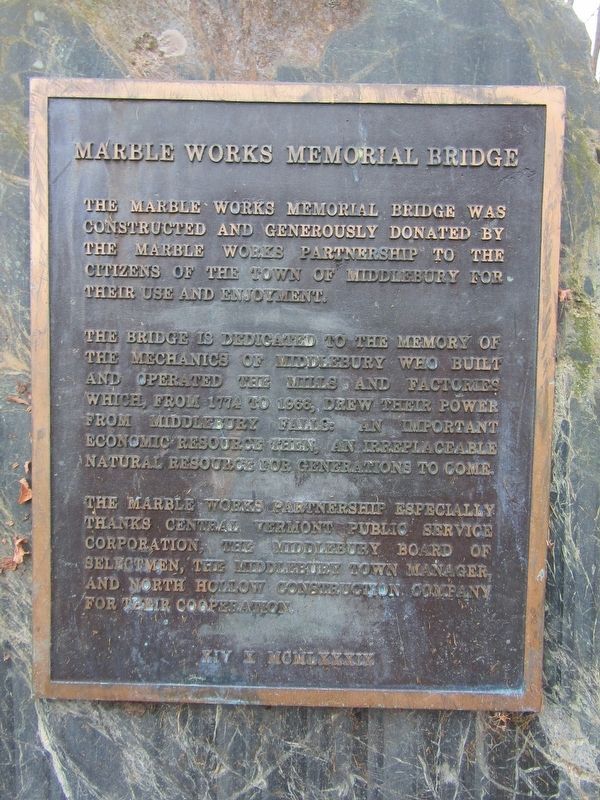 Marble Works Memorial Bridge Marker. Click for full size. Marble Works Memorial Bridge Marker image. Click for full size.