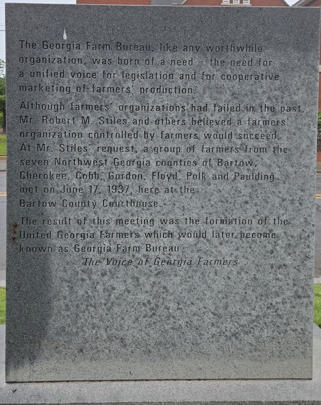 Georgia Farm Bureau Marker, Side Two. Click for full size. Georgia Farm Bureau Marker, Side Two image. Click for full size.