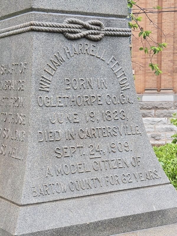 William Harrell Felton Monument Marker, Southeast side image. Click for full size.
