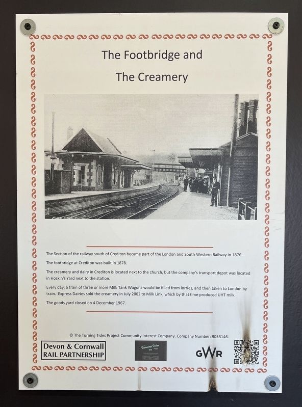 The Footbridge and the Creamery Marker. Click for full size. The Footbridge and the Creamery Marker image. Click for full size.