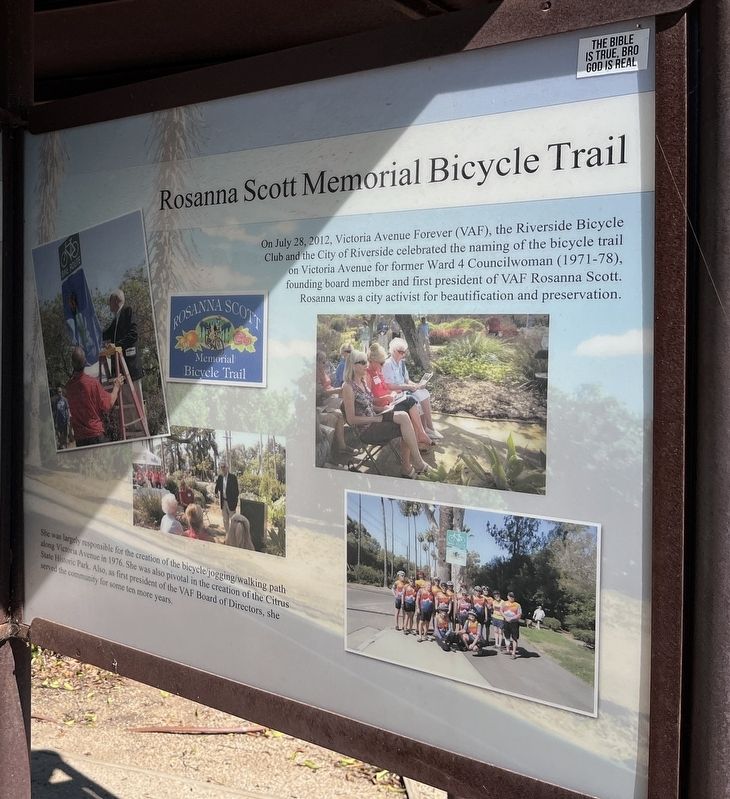 rosanna scott memorial bicycle trail Rosanna Scott Memorial Bicycle Trail Historical Marker