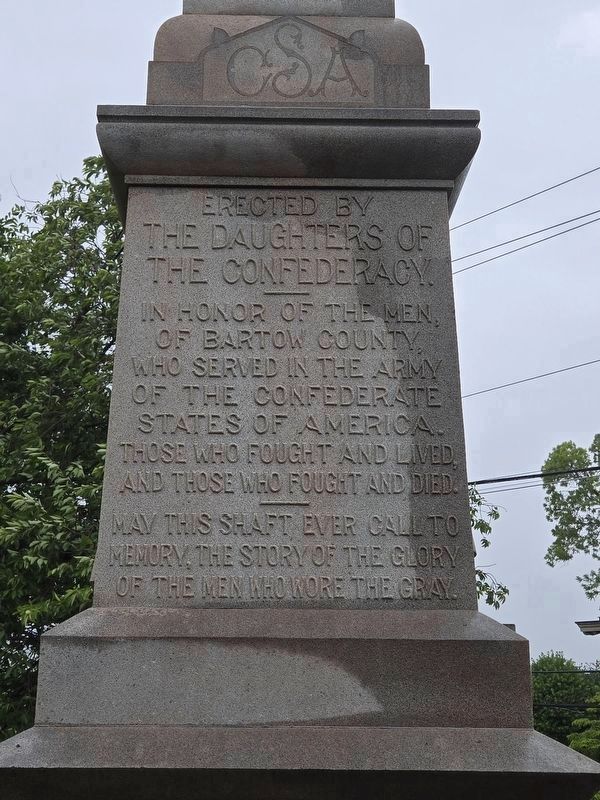 Bartow County Confederate Monument, Southwest side image. Click for full size.