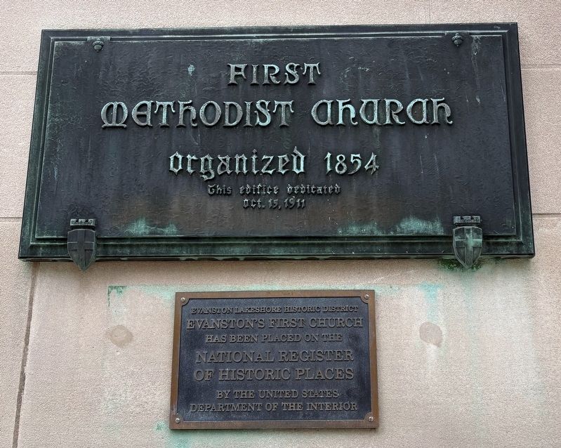 First Methodist Church of Evanston Marker. Click for full size. First Methodist Church of Evanston Marker image. Click for full size.