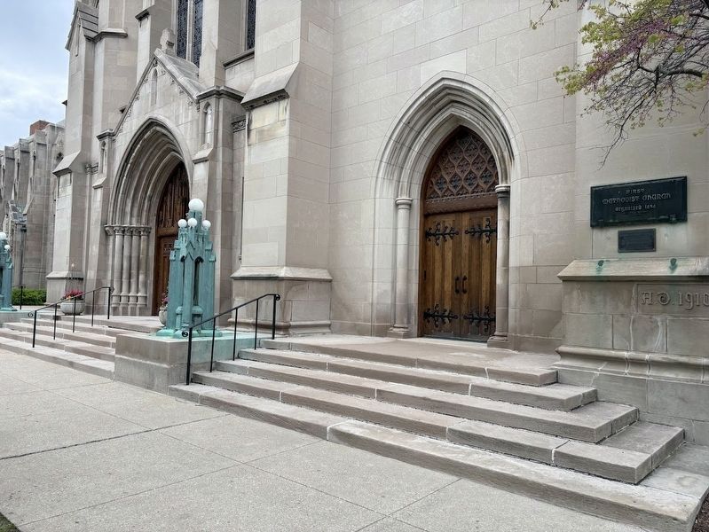First Methodist Church of Evanston Marker. Click for full size. First Methodist Church of Evanston Marker image. Click for full size.