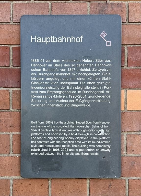 Hauptbahnhof / Main Railway Station Marker image. Click for full size.