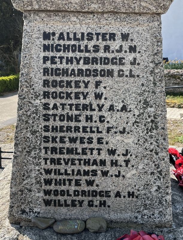 Bere Ferrers War Memorial - WWI. Click for full size. Bere Ferrers War Memorial - WWI image. Click for full size.