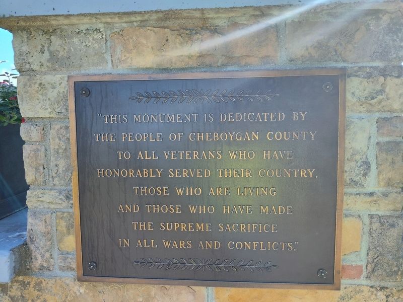 Cheboygan County Veterans Memorial Marker. Click for full size. Cheboygan County Veterans Memorial Marker image. Click for full size.