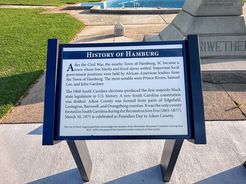 History of Hamburg Marker. Click for full size. History of Hamburg Marker image. Click for full size.