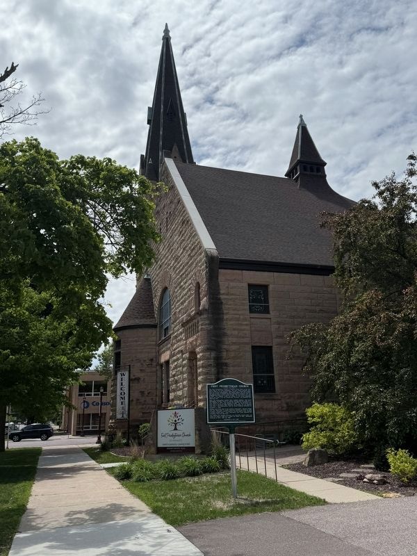 First Presbyterian Church and Marker. Click for full size. First Presbyterian Church and Marker image. Click for full size.