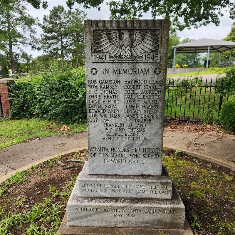 World War II Memorial of Atlanta, TX Marker image. Click for full size.