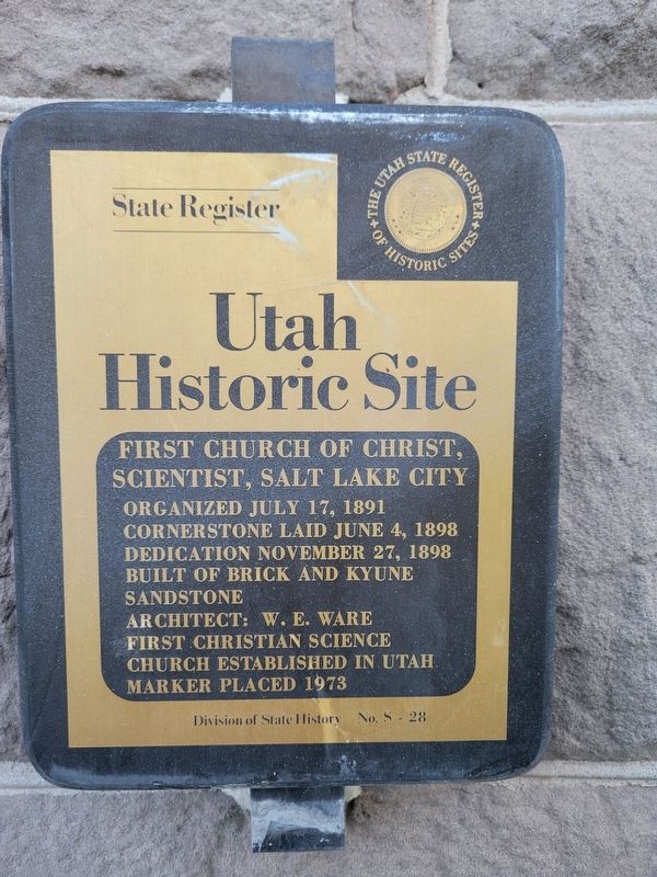First Church of Christ, Scientist, Salt Lake City Marker image. Click for full size.