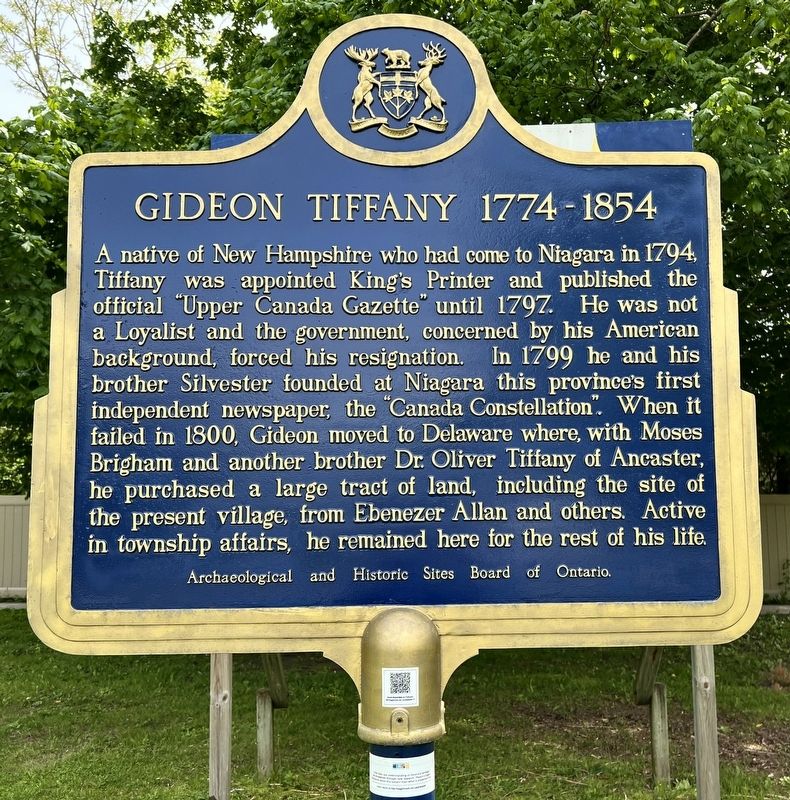 Gideon Tiffany 1774-1854 Marker image. Click for full size.