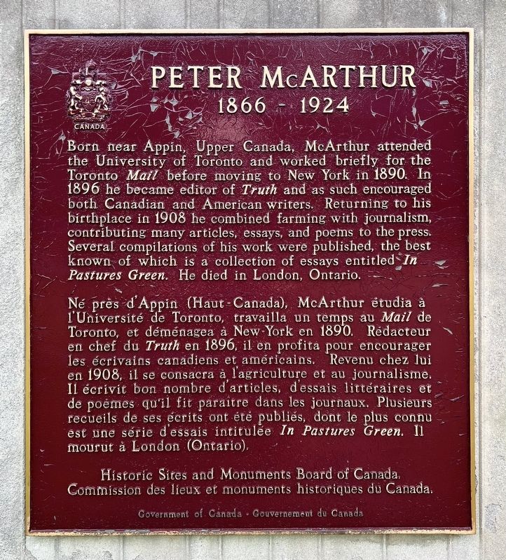 Peter McArthur Marker image. Click for full size.