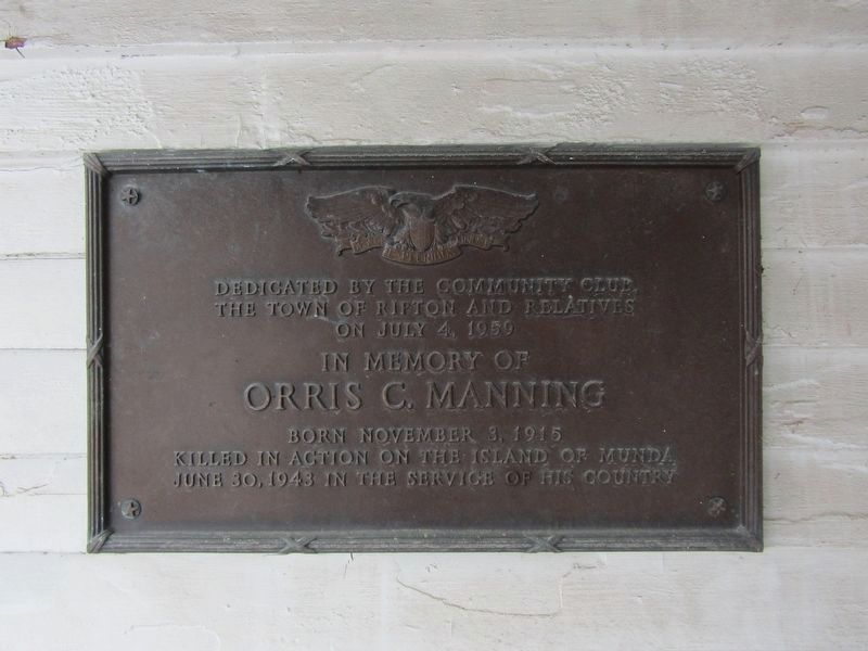 Orris C. Manning Memorial Marker image. Click for full size.