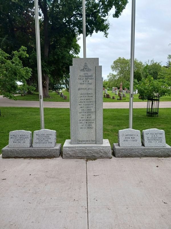 10th (St. Catharines) Field Battery R. C. A. 1939-1945 - Fronts of marker stones. Click for full size. 10th (St. Catharines) Field Battery R. C. A. 1939-1945 - Fronts of marker stones image. Click for full size.