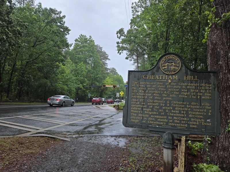 Cheatham Hill Marker at current location, intersection of Dallas Highway and Cheatham Hill Dr. Click for full size. Cheatham Hill Marker at current location, intersection of Dallas Highway and Cheatham Hill Dr image. Click for full size.