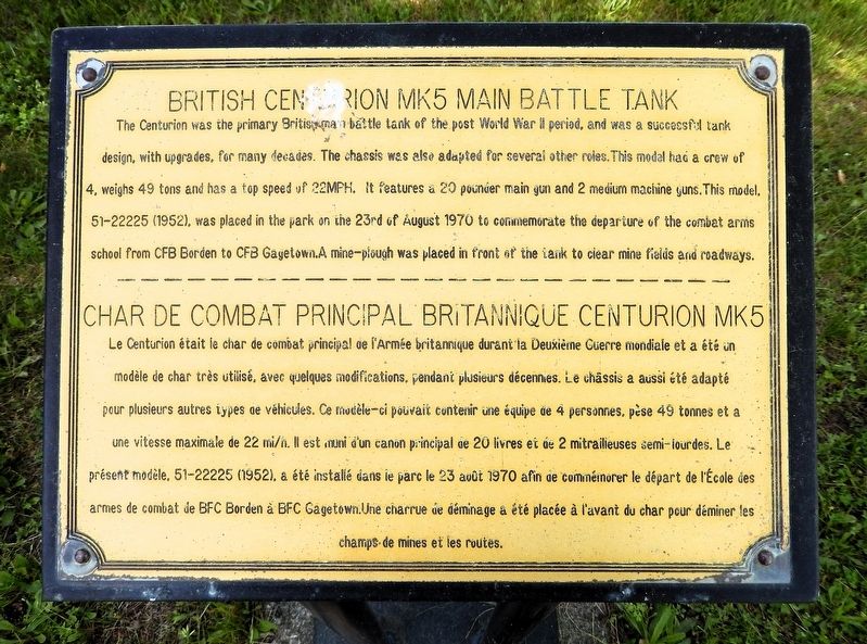 British Centurion MK5 Main Battle Tank / Char de combat principal britannique Centurion MK5 Marker. Click for full size. British Centurion MK5 Main Battle Tank / Char de combat principal britannique Centurion MK5 Marker image. Click for full size.