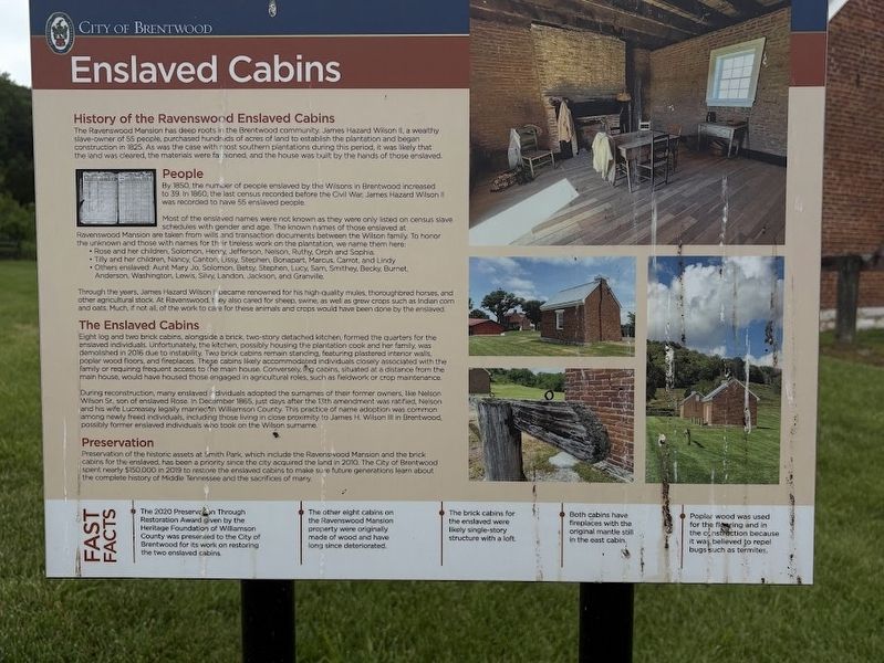 Enslaved Cabins Marker image. Click for full size.
