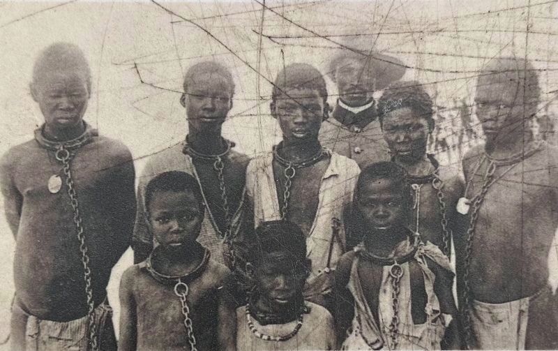 Marker photo: Herero children in chains image. Click for full size.