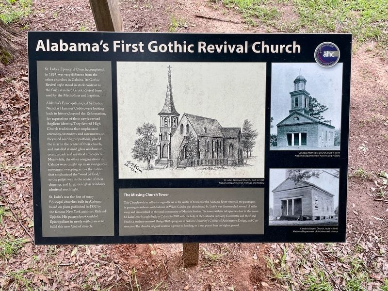 Alabama's First Gothic Revival Church Marker. Click for full size. Alabama's First Gothic Revival Church Marker image. Click for full size.