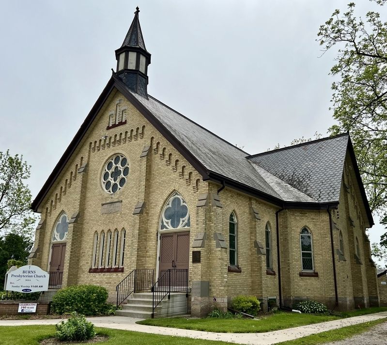 Burns Presbyterian Church, Mosa Marker image. Click for full size.