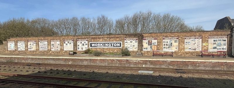 Some of the historical markers at the Workington rail station. image. Click for full size.