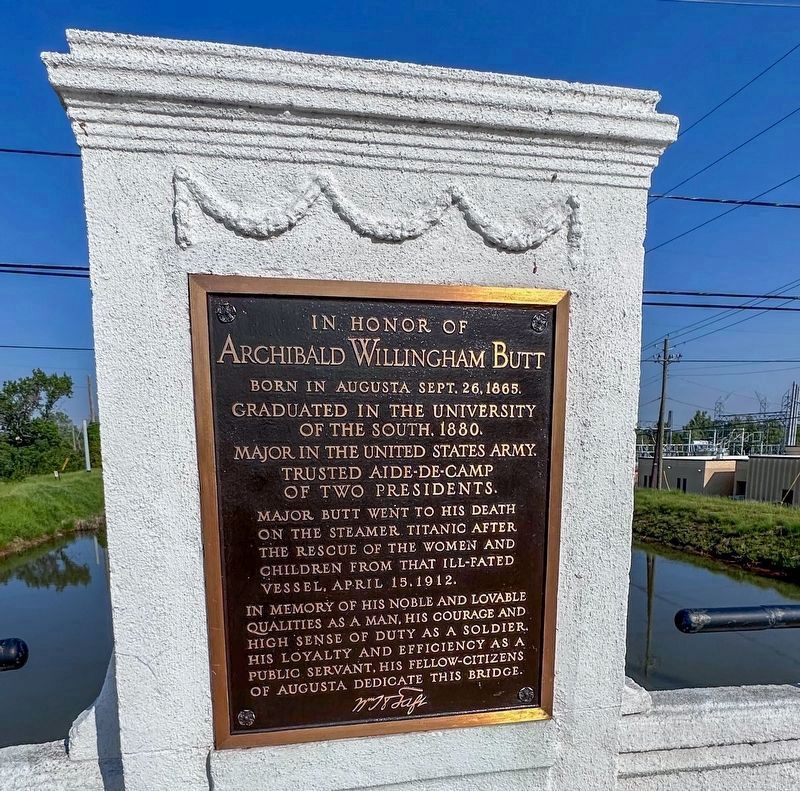 Archibald Willingham Butt Memorial Bridge Marker. Click for full size. Archibald Willingham Butt Memorial Bridge Marker image. Click for full size.
