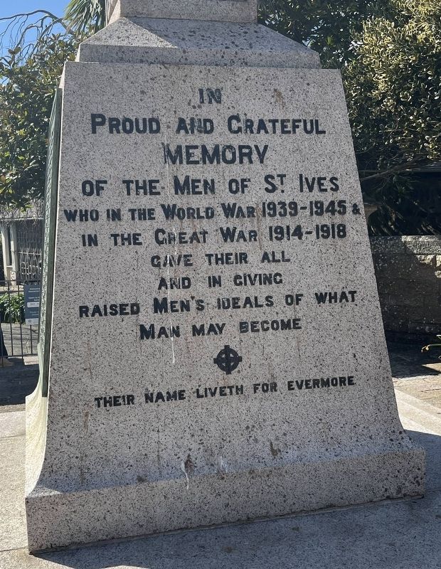 St Ives War Memorial Marker. Click for full size. St Ives War Memorial Marker image. Click for full size.