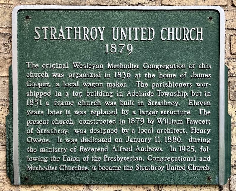 Strathroy United Church Marker. Click for full size. Strathroy United Church Marker image. Click for full size.