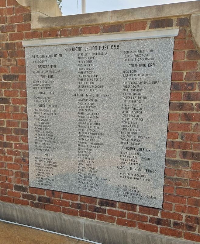 Frank A. Kapusta American Legion Post 858 and Gary L. Wuslich Family Export Veterans Memorial image. Click for full size.