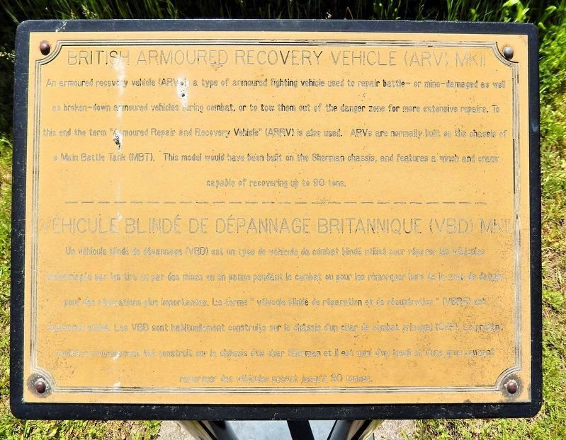 British Armoured Recovery Vehicle (ARV) MKII Marker. Click for full size. British Armoured Recovery Vehicle (ARV) MKII Marker image. Click for full size.