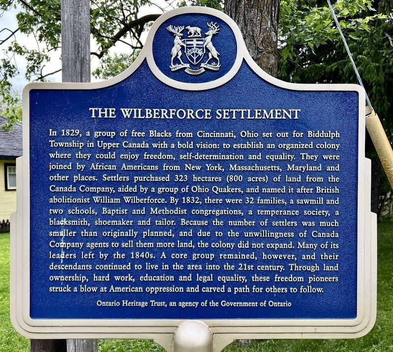 The Wilberforce Settlement Marker image. Click for full size.