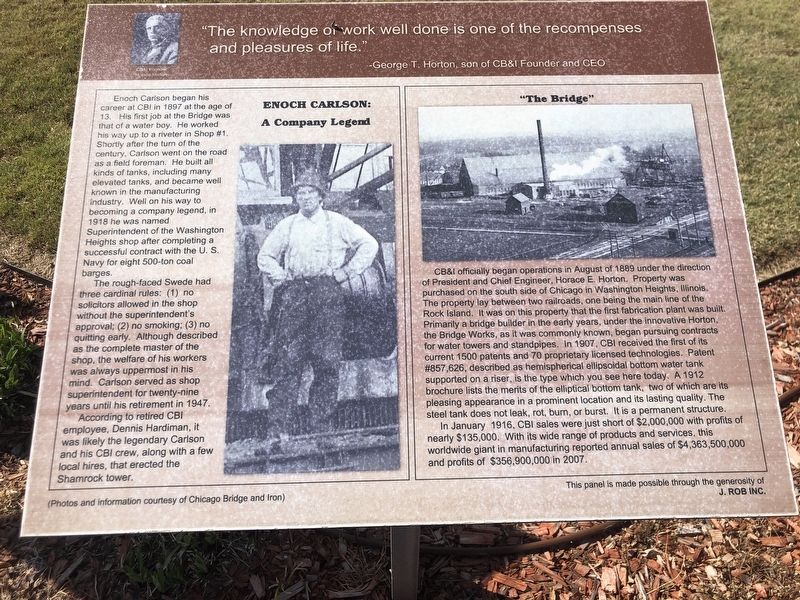 Enoch Carlson: A Company Legend / "The Bridge" Marker image. Click for full size.