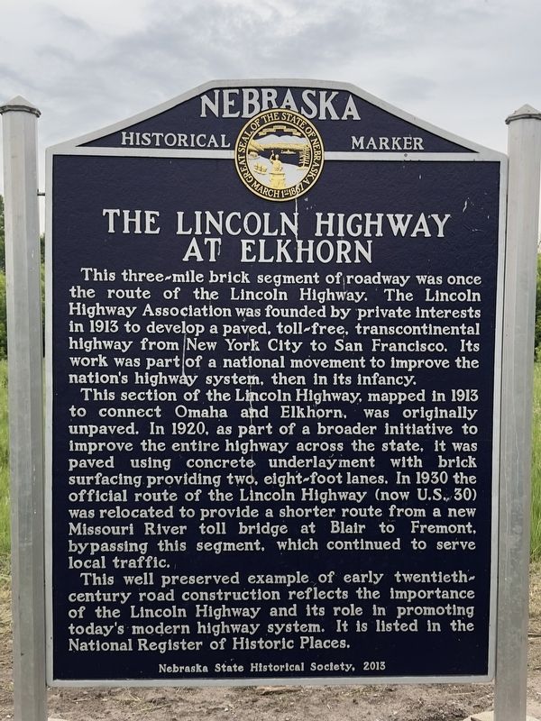 The Lincoln Highway at Elkhorn Marker. Click for full size. The Lincoln Highway at Elkhorn Marker image. Click for full size.