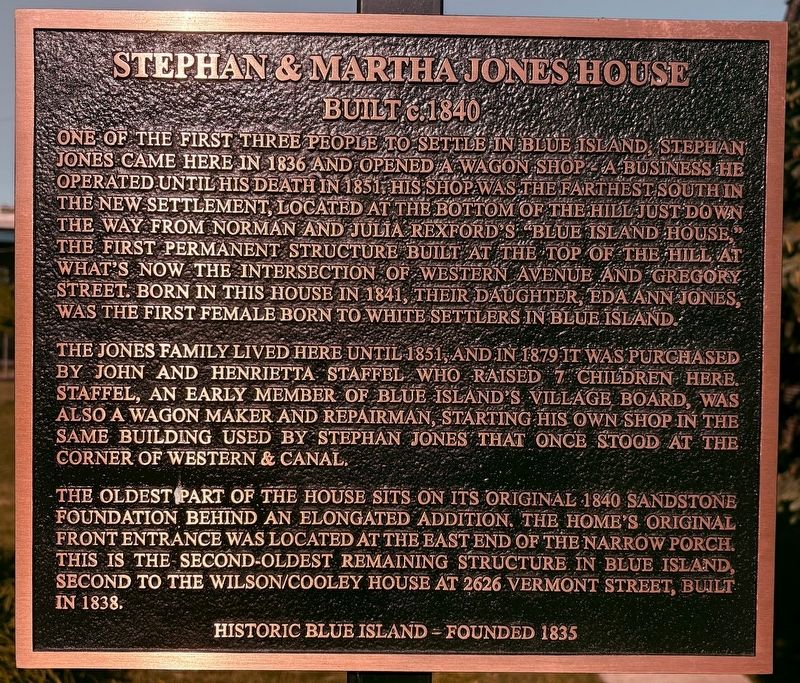 Stephan & Martha Jones House Marker. Click for full size. Stephan & Martha Jones House Marker image. Click for full size.