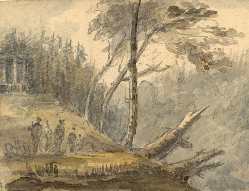 Castle Frank, July 1796, by Elizabeth Simcoe image. Click for full size.