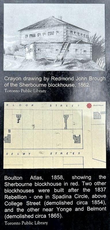 Sherbourne Blockhouse marker photos and captions detail (left) image. Click for full size.