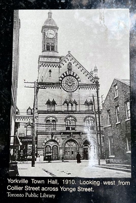 Yorkville Town Hall marker photo and caption detail (left) image. Click for full size.
