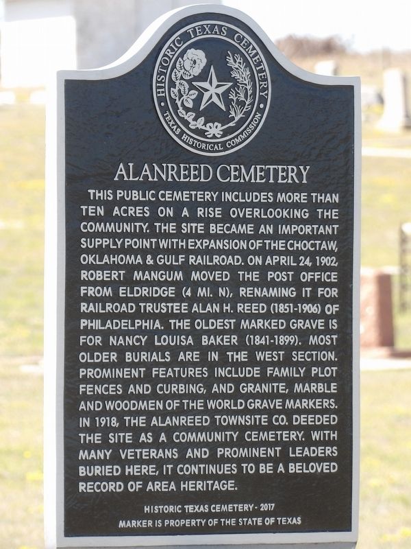 Alanreed Cemetery Marker image. Click for full size.
