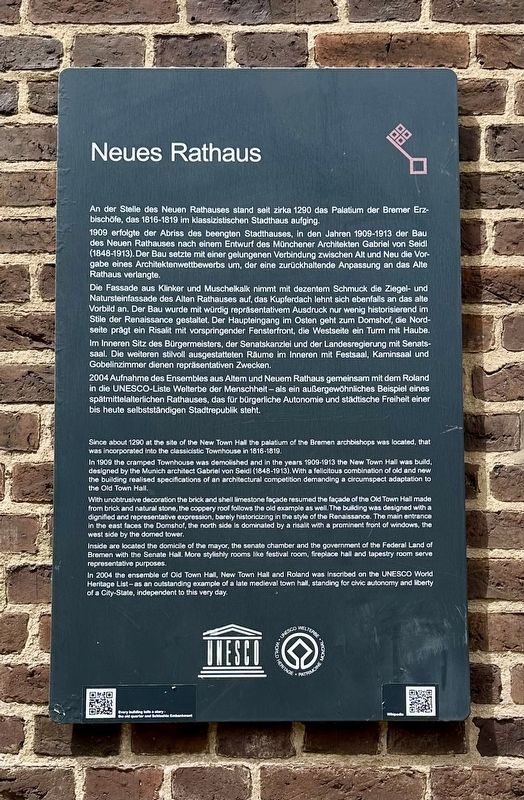 Neues Rathaus / New Town Hall Marker image. Click for full size.