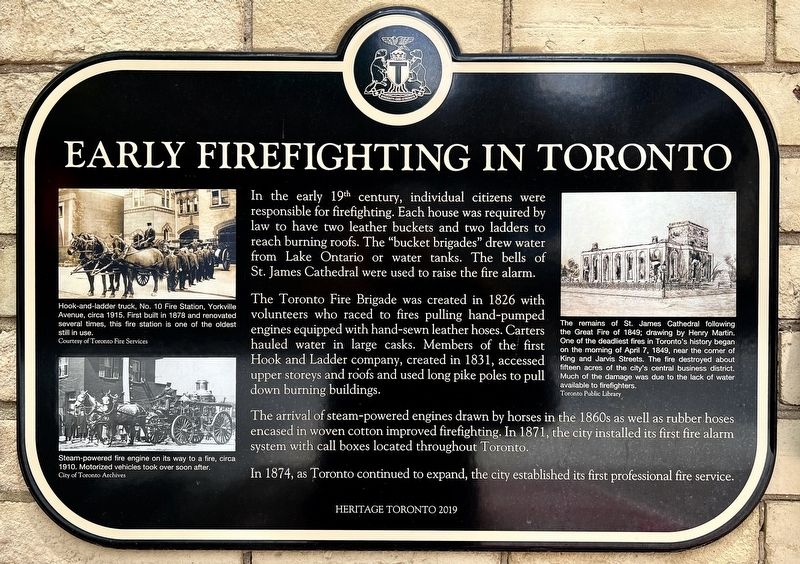 Early Firefighting in Toronto Marker image. Click for full size.