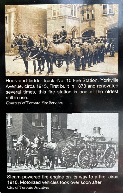 Early Firefighting in Toronto marker photos and captions detail (left) image. Click for full size.