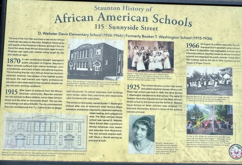 Staunton History of African American Schools Marker image. Click for full size.