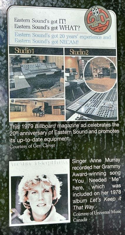Eastern Sound Studio marker photos and captions detail (left). Click for full size. Eastern Sound Studio marker photos and captions detail (left) image. Click for full size.