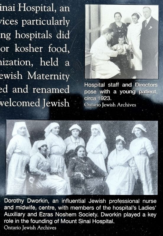Mount Sinai Hospital marker photos and captions detail (right) image. Click for full size.