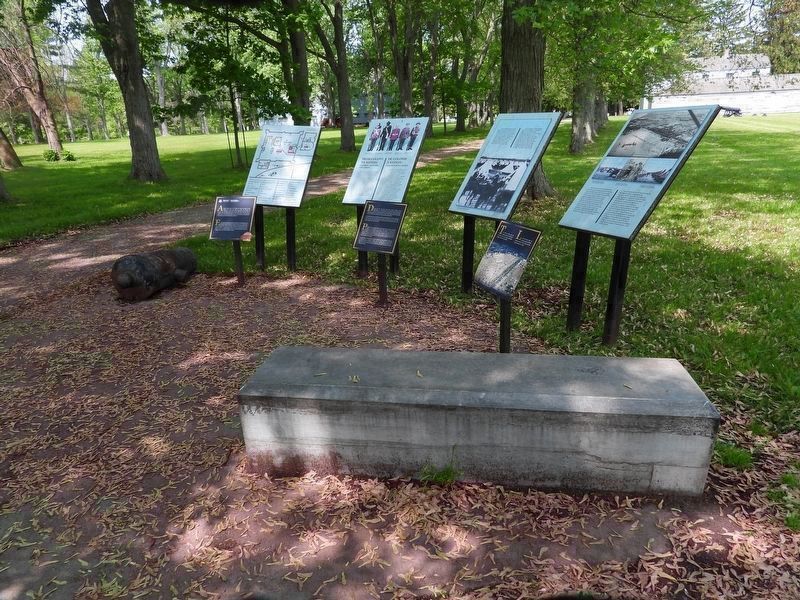 From Colony To Nation display, looking west along the path to Mary Street image. Click for full size.