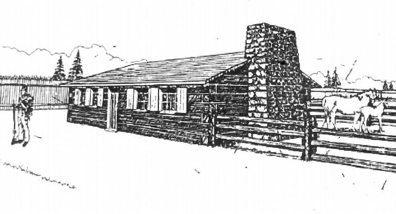 Marker detail: Artist�s rendition of the stable<br>Drawing by Barry Russell image. Click for full size.